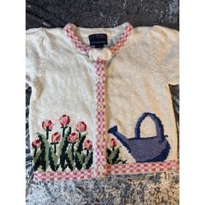 Vintage Herman Geist Hand Embroidered Garden Cardigan Sweater Cottagecore‎ M